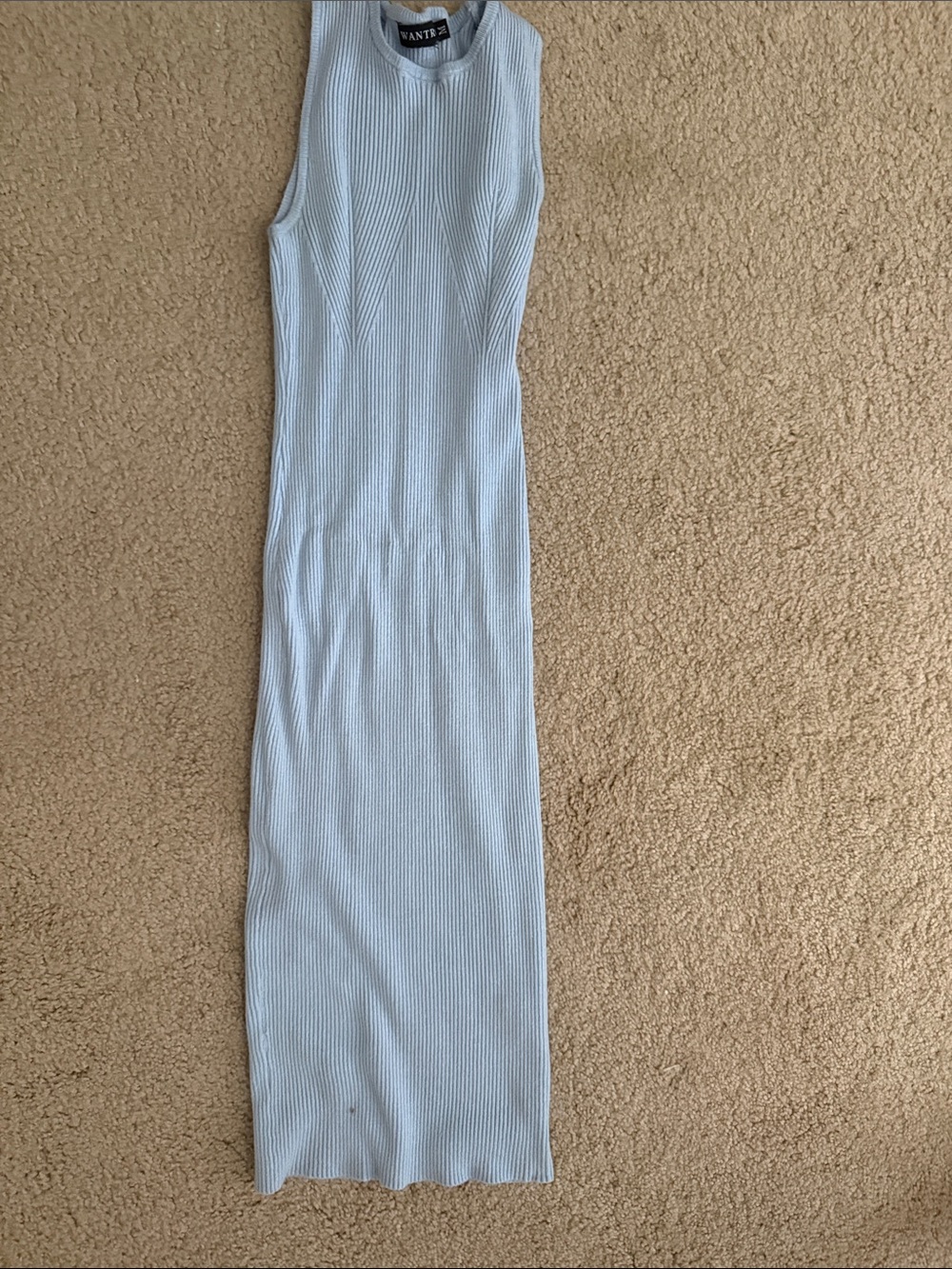 Ribbed High-Low Maxi Dress in Light Blue by Vanity